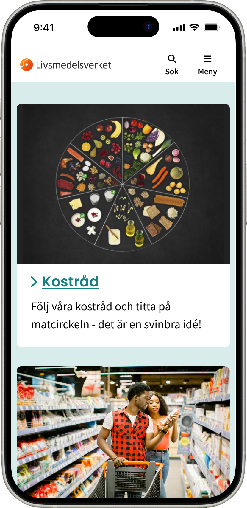 Image of website in a small screen, showing one of the big teasers.